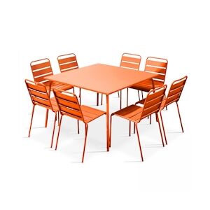 Oviala Business Ensemble table de jardin et 8 chaises en métal orange