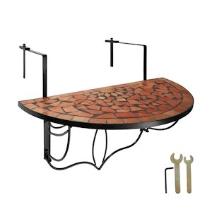 tectake Table de balcon rabattable 75 x 65 x 62 cm - marron terracotta -402765