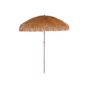 DCB GARDEN Parasol marron clair à franges en acier finition bois naturel - HAWAI - Publicité