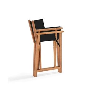 Oviala Business Lot de 2 chaises pliantes en bois d'eucalyptus et textilène noir - Oviala
