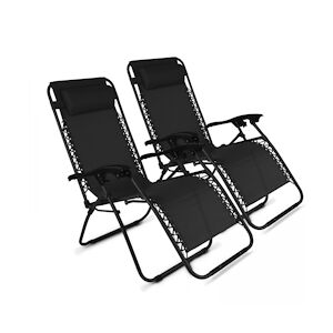 Oviala Business Lot de 2 fauteuils lounge en acier noir