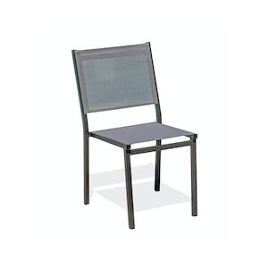 DCB GARDEN Chaise de jardin empilable en aluminium et toile plastifiée anthracite - TOLEDE