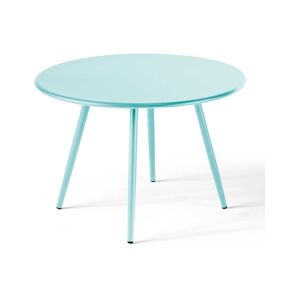 Oviala Business Table basse de terrasse ronde en métal turquoise 50 cm