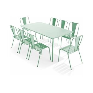 Oviala Business Ensemble table de jardin et 8 chaises bistrot en acier vert sauge - Oviala