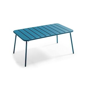 Oviala Business Table basse de terrasse acier bleu pacific