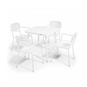 Oviala Business Ensemble table de jardin et 4 fauteuils en aluminium blanc - Oviala