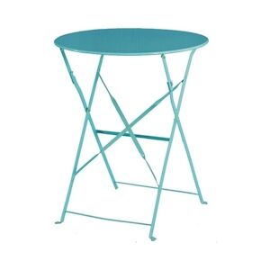 Bolero table de terrasse ronde pliante acier bleu azur 60cm