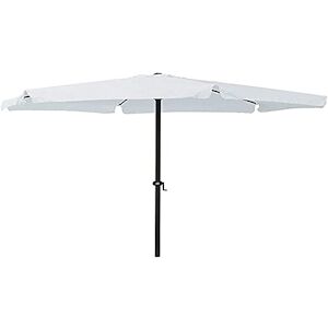 Garden Friend Parasol couverture ronde en polyester armature en acier avec manivelle 3 m x 2,4 h m blanc