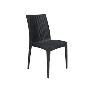 GRANDSOLEIL Chaise Bistrot en imitation rotin coloris anthracite, réalisée avec un matériau recyclé Greenpol, empilable. Marque Grandsoleil 49x53x87