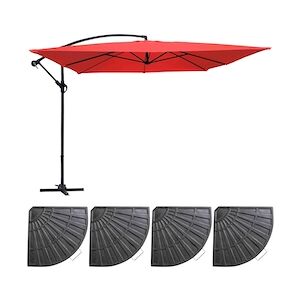 PURPLE LEAF Parasol Déporté inclinable, Grain de Bois en Aluminium