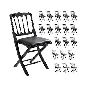 Oviala Business Lot de 20 chaises pliantes noires hêtre avec coussin - Oviala