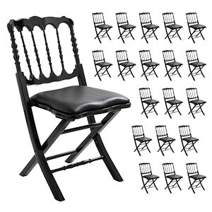 Oviala Business Lot de 20 chaises pliantes noires hêtre avec coussin - Oviala - Publicité