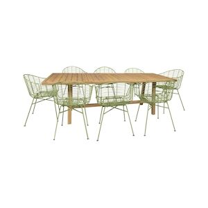 NOW'S HOME - Ensemble De Jardin Table 230cm Avec 8 Fauteuils Vert Saoso