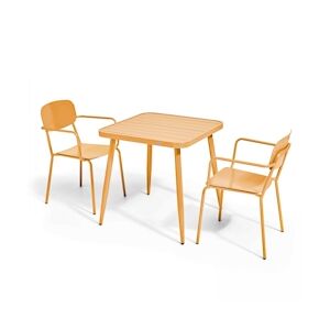 Oviala Business Ensemble table de jardin et 2 fauteuils en aluminium jaune moutarde - Oviala