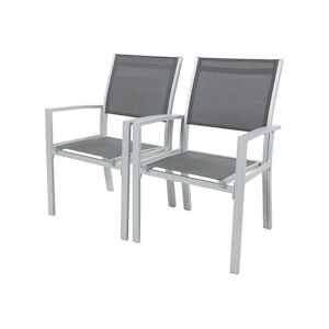 HARA- 4 Fauteuils aluminium argente textilene Anthracite