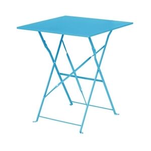 Bolero table de terrasse carrée pliante acier bleu azur 60cm