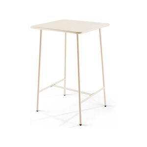 Oviala Business Table haute de jardin carrée en acier ivoire 70cm - Oviala