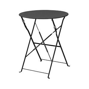 Bolero table de terrasse ronde pliante acier, noir 60cm