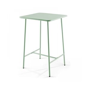 Oviala Business Table haute de jardin carrée en acier vert sauge 70cm - Oviala