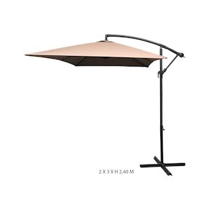 Parasol Décentré Rond Taupe 2x3M - Acier