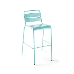Oviala Business Chaise haute de jardin en métal turquoise - Oviala