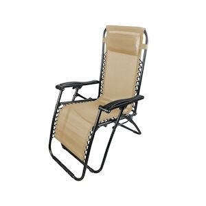 Garden Friend Siesta Chaise longue multipositions structure acier housse textilène inclinable et réglable beige