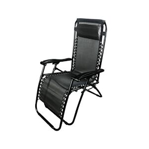 Garden Friend Siesta Chaise longue multipositions structure acier housse textilène inclinable et réglable noir