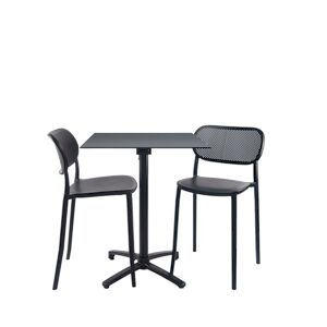 Restootab - Lot de 1 table pliable gris anthracite 2 chaises hautes pour terrasse