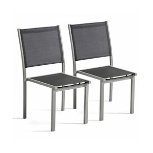 Oviala Business Lot de 2 chaises de jardin en aluminium et textilène gris