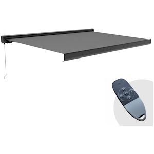 Oviala Business Store banne electrique gris +led coffre 5x3m aluminium noir - Publicité