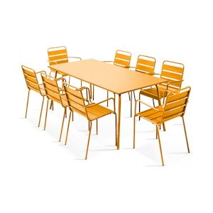 Oviala Business Ensemble table de jardin et 8 fauteuils en métal jaune - Oviala