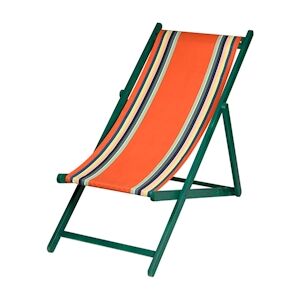 Lot de 2 chiliennes XL pliantes règlables - 100 % coton - bois vert - multicolore - MAULEON ORANGE - Publicité