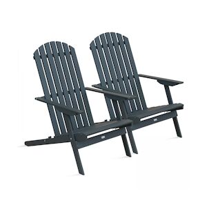 Oviala Business Lot de 2 fauteuils pliant en bois d'eucalyptus gris