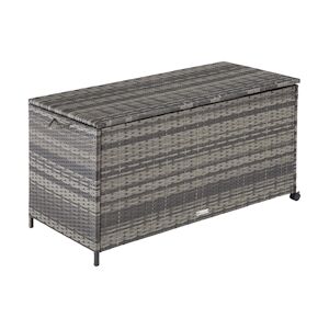 Tectake Coffre de rangement avec cadre en aluminium et roues 297l, 117x564cm - gris