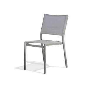 DCB GARDEN Chaise de jardin empilable en aluminium et toile plastifiée anthracite - STOCKHOLM