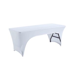 Oviala Business Nappe housse pour table pliante 180cm double ouverture blanc - Oviala