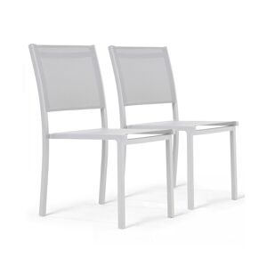 Oviala Business Lot de 2 chaises de jardin aluminium et textilène blanc
