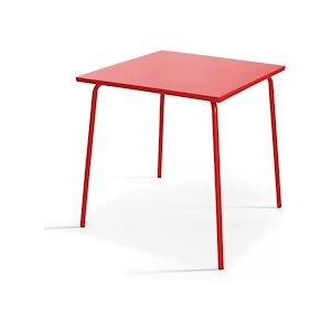 Oviala Business Table de jardin carrée en métal rouge - Oviala