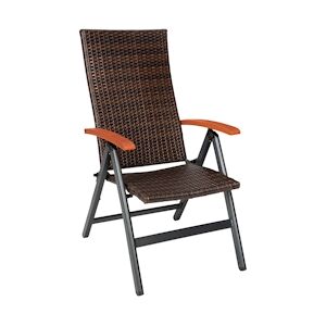 tectake Chaise en rotin Canberra avec structure en aluminium pliable - marron -404571