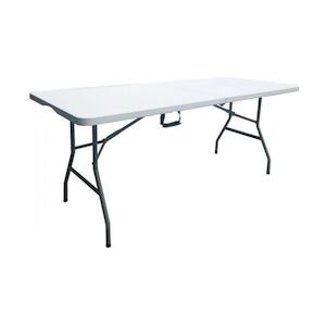 Table de réception traiteur pliante - 8 personnes - 180x74xH73,5 cm - Structure en acier et plateau en polyéthylene PEHD - Blanc AUCUNE