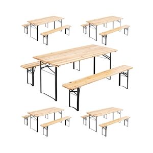 Oviala Business 5 Tables pliantes 180x80x76cm + 10 bancs pliants bois - Oviala