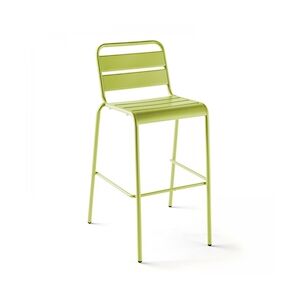 Oviala Business Chaise haute de jardin en métal vert - Oviala