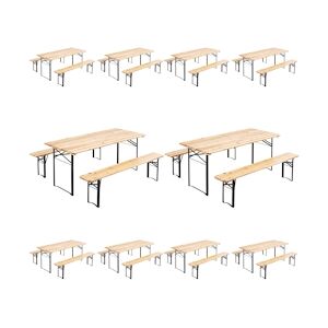 Oviala Business 10 Tables de brasserie pliantes 180x80x76cm + 20 bancs bois - Oviala