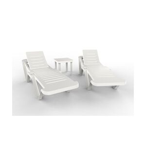 Resol GARBAR MASTER-ANDORRA Chaise Longue-Table Auxiliaire Extérieur Set 2+1 Blanc