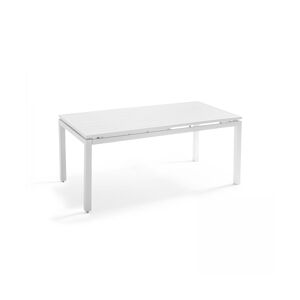 Oviala Business Table de jardin extensible en aluminium blanc