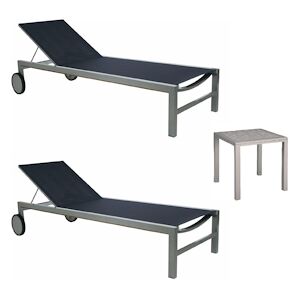 Resol GARBAR CUBIC Chaise Longue-Table Auxiliaire Extérieur Set 2+1 Gris - Publicité