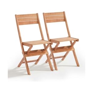 Oviala Business Lot de 2 chaises pliantes en bois d'eucalyptus - Oviala