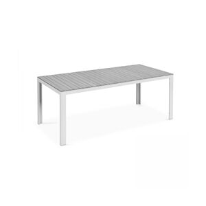 Oviala Business Table de jardin en aluminium et bois synthétique blanc