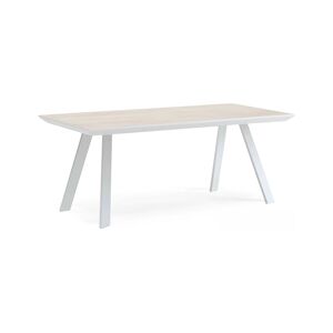 Oviala Business Table de jardin aluminium et céramique blanche