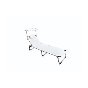 Garden Friend Bain de soleil pliant Mykonos châssis en aluminium housse en textilène avec toit solaire inclinable Blanc